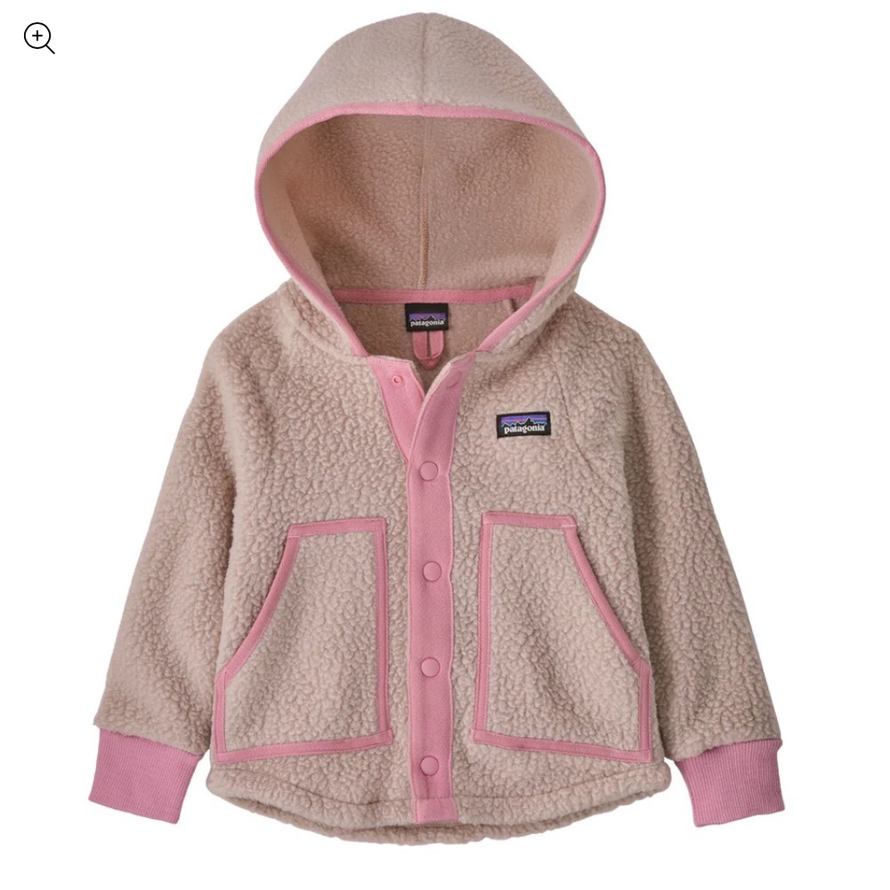Patagonia Pink and Cream Fleece Hoodie